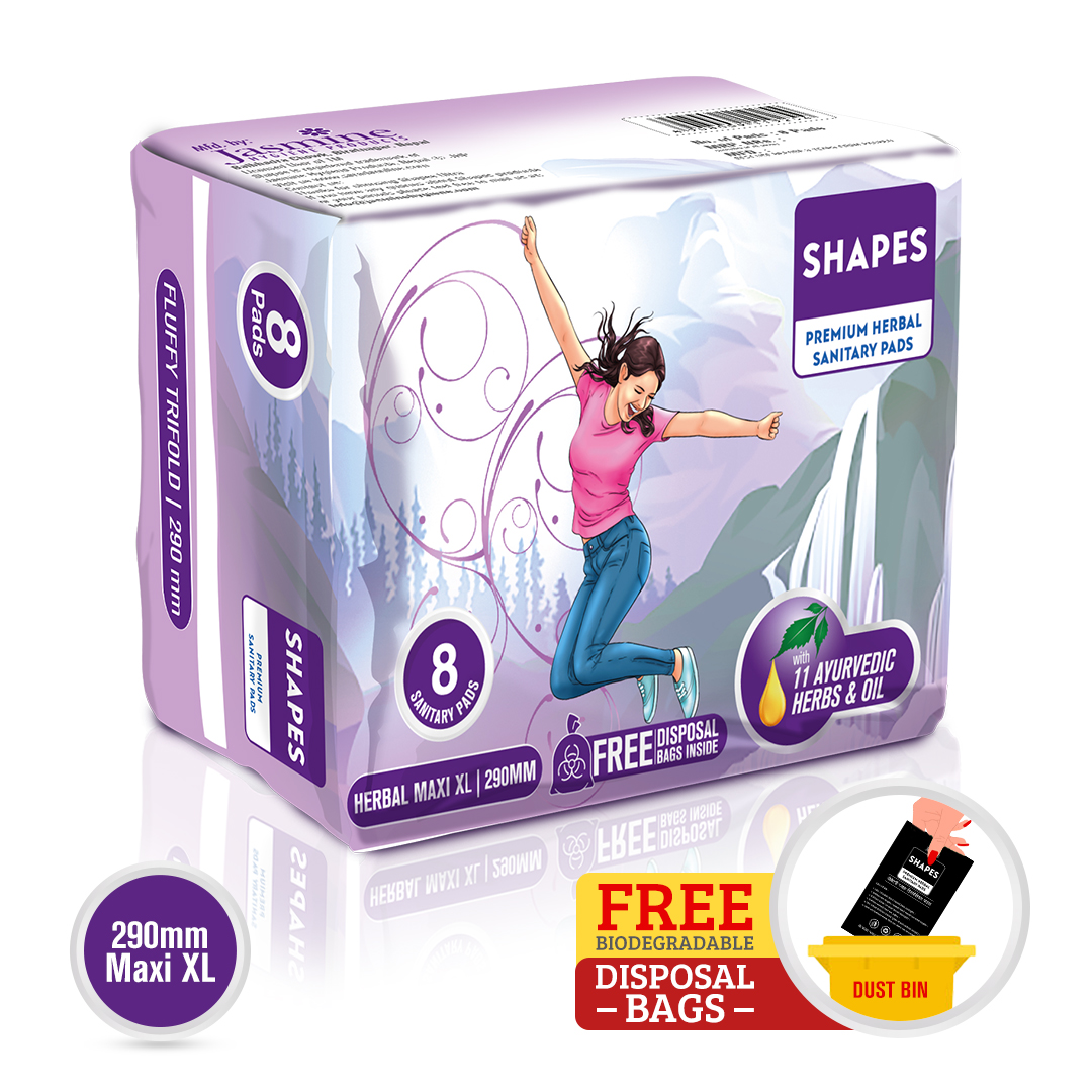 Shapes Premium Herbal Sanitary Pads Jasmine Hygiene Products